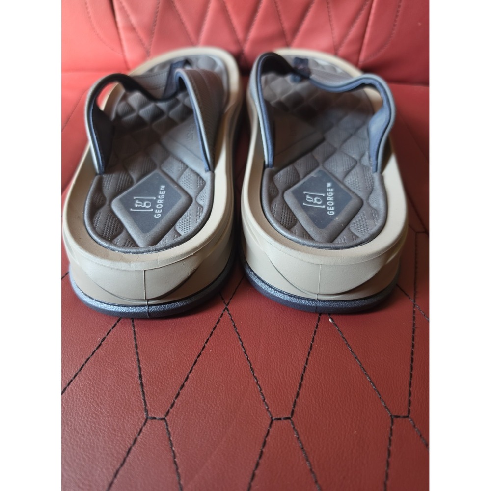 George Mens Premium Comfort Flip Flops Brown Size 10 - Picture 4 of 5